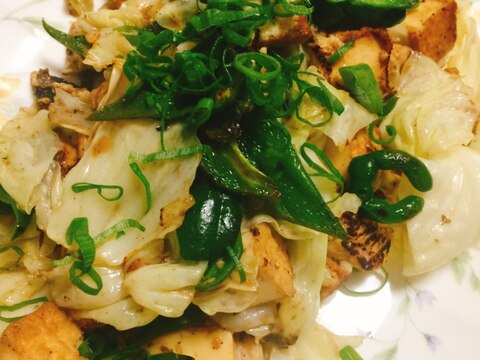 厚揚げ、鶏胸肉と野菜の味噌炒め